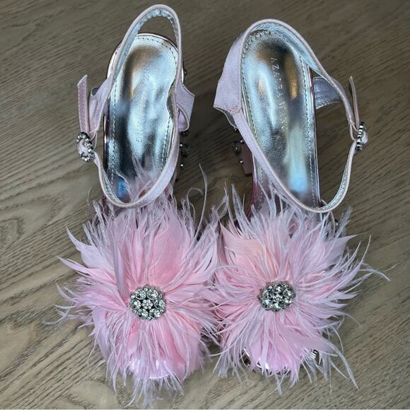 New! AZALEA WANG Kiki Embellished Chunky Platform Sandal Light Pink Women’s 10 - Picture 7 of 12